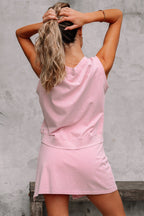 Aria 2 Pieces Mineral Wash Cotton Tank Top Lined Split Skirt Set-1