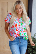 Ruthie Print Short Sleeve Blouse-2