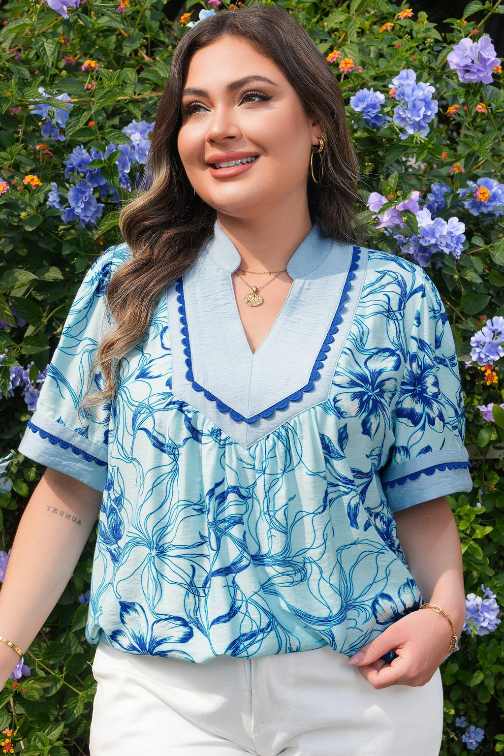 Aylin Floral Short Sleeve PLUS Blouse-2
