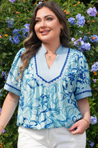 Aylin Floral Short Sleeve PLUS Blouse-2