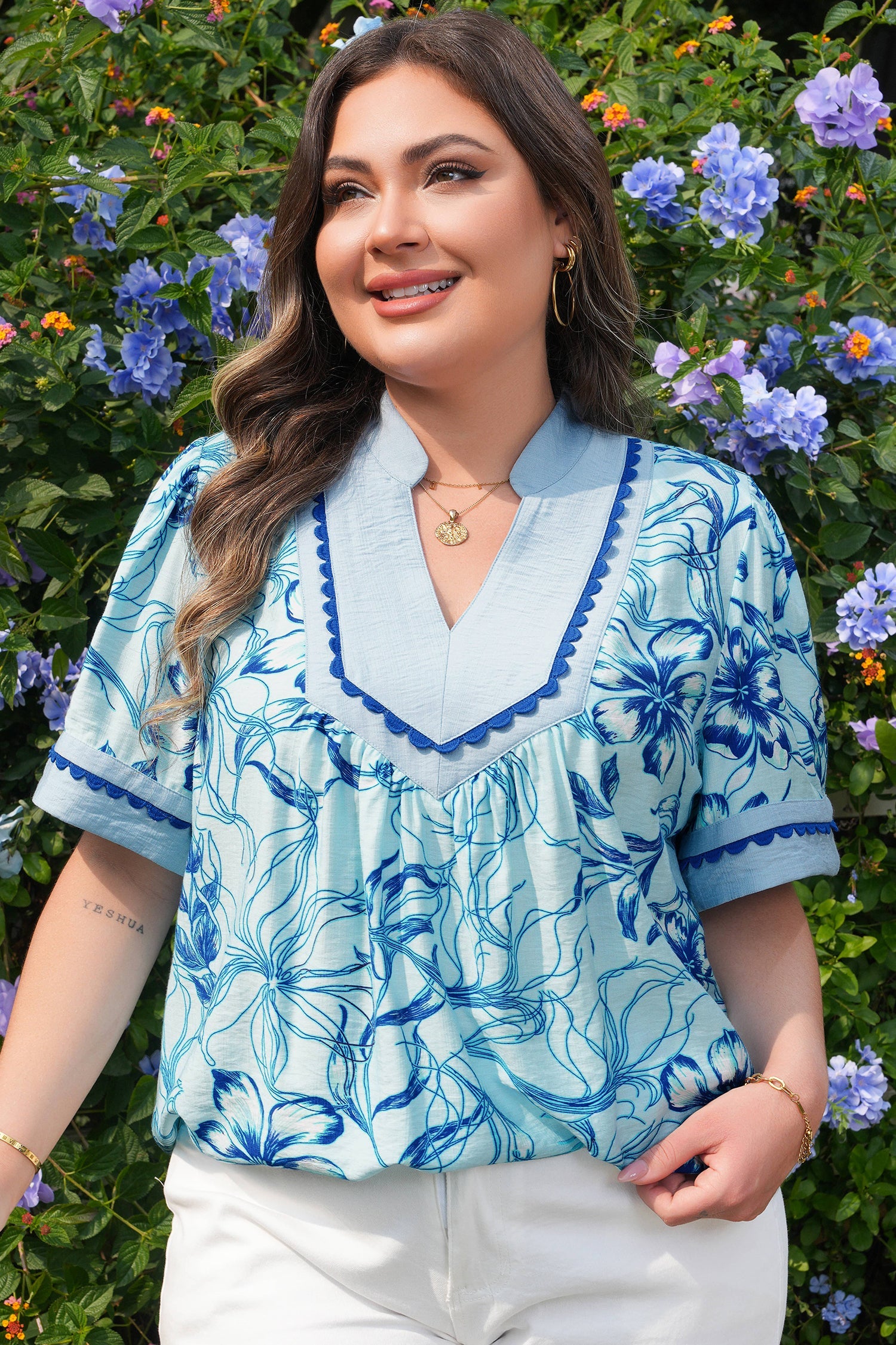 Aylin Floral Short Sleeve PLUS Blouse-2