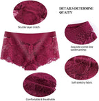 5 Pack of Women'S Underwear Regular & plus Size Lace Boyshort Panties Cheeky Silk Hipster Sexy Panty