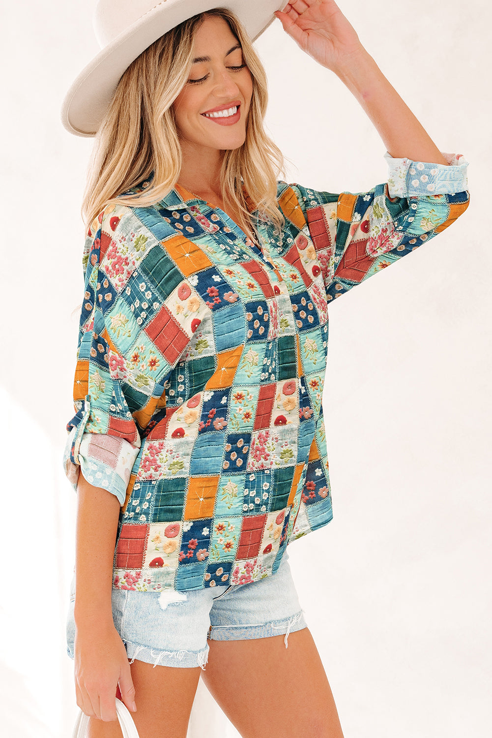 Zyla Up Sleeve Shift Blouse-2