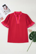 Luciana Ruffled Short Sleeve Blouse-0