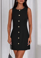 Work Dresses for Women Summer Business Short Dress Sleeveless Button down Formal Elegant Office Outfits
