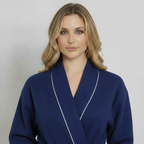 Women’s Waffle Piping Bathrobe – Lightweight Spa-Style Comfort