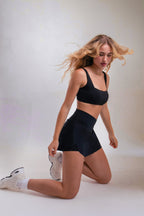 Women's Bandage Push-Up Sports Bra - Black | Square Neckline Compression