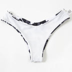 Women Lace Up Black Print Bikini Set Beach Swimsuit Women's Halter Self Bikini Set Padded Top Two Piece Swimsuit Summer Padded Bra Swim Panties  Bandage Vintage Bathing Suit